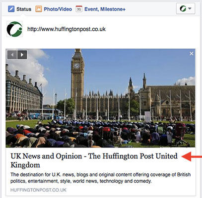 Huffington Post Social Media Page Title Example